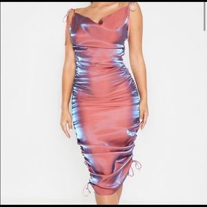 Pretty Little Thing Sexy Metallic Pink Slip dress